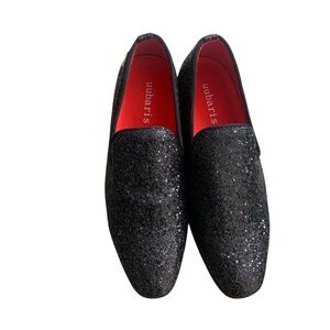 uubAris Men's Glittering Black Loafers